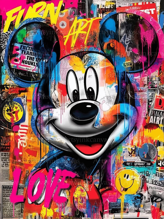 Mickey Mouse graffiti canvas wall art