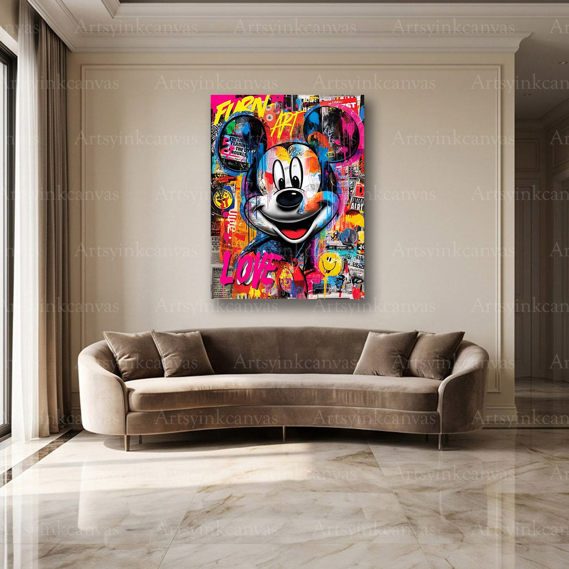 Mickey Mouse colorful graffiti canvas artwork