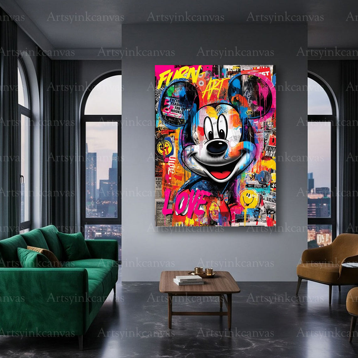 Mickey Mouse pop culture graffiti canvas decor