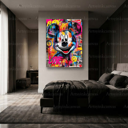 Premium Mickey Mouse graffiti canvas wall art Made in USA