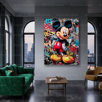 Mickey Mouse city-inspired character canvas