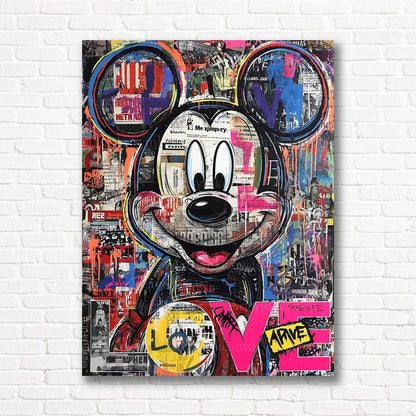 Mickey love graffiti canvas print
