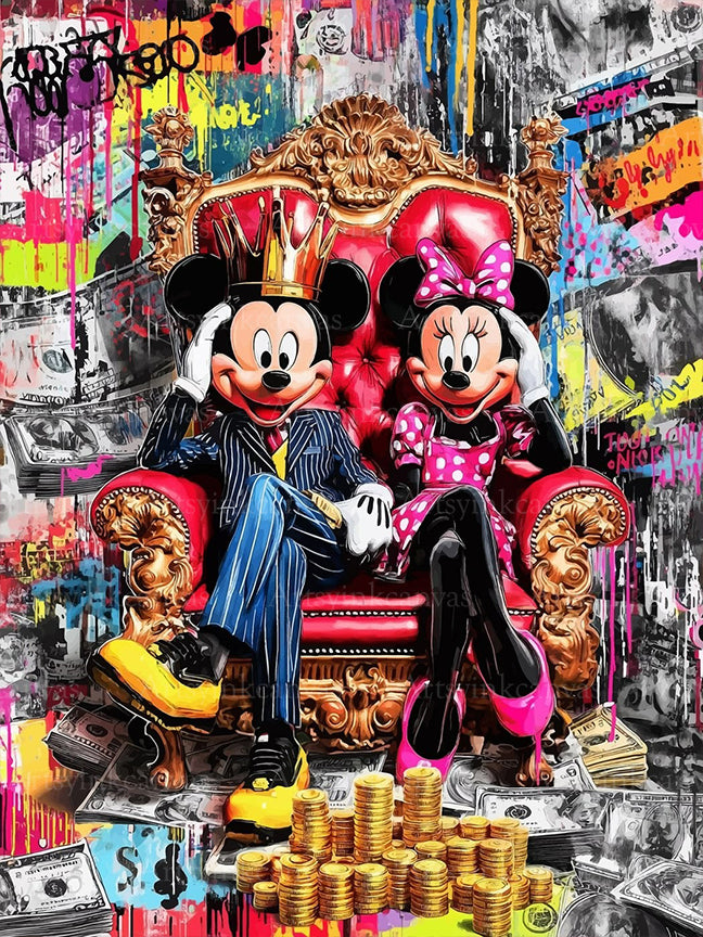Mickey and Minnie Forever Love graffiti canvas wall art