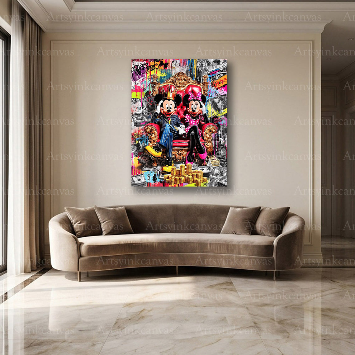 Mickey Minnie couple inspired canvas artwork