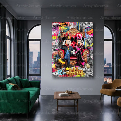 Mickey Minnie love themed canvas for modern interiors