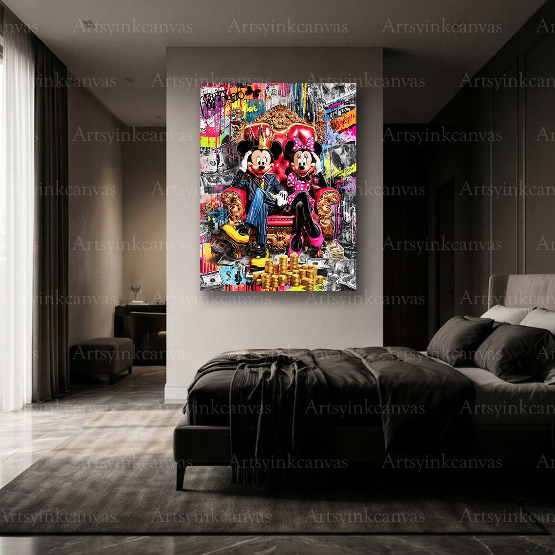 Premium Mickey and Minnie canvas wall art made in USA