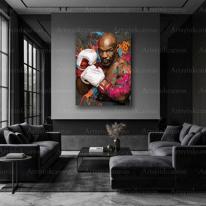 Mike Tyson boxing graffiti wall art