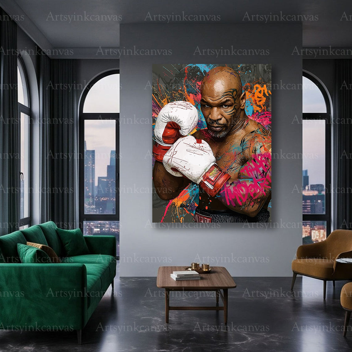 Mike Tyson fighter inspired urban canvas wall decor