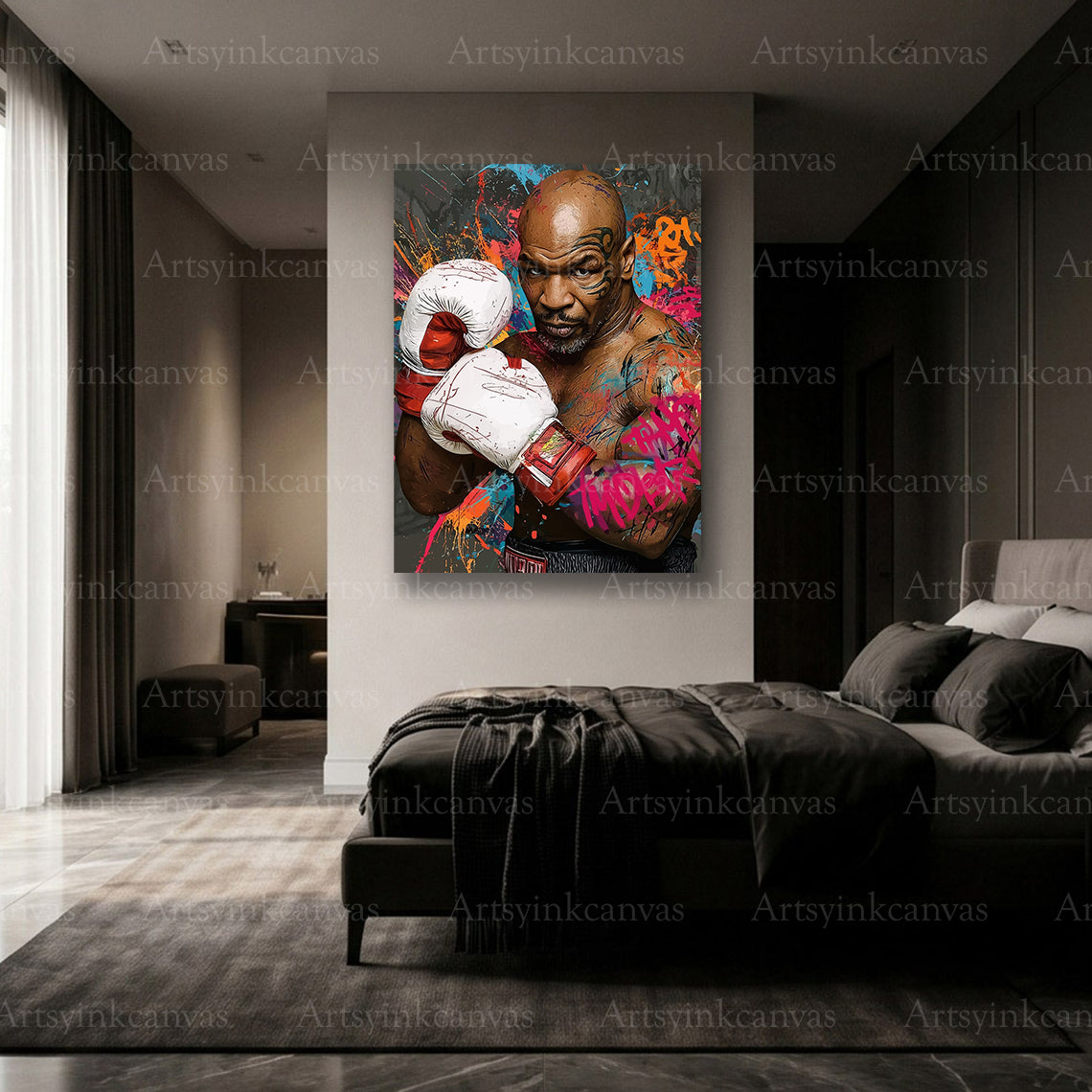 Premium Mike Tyson graffiti canvas wall art Made in USA