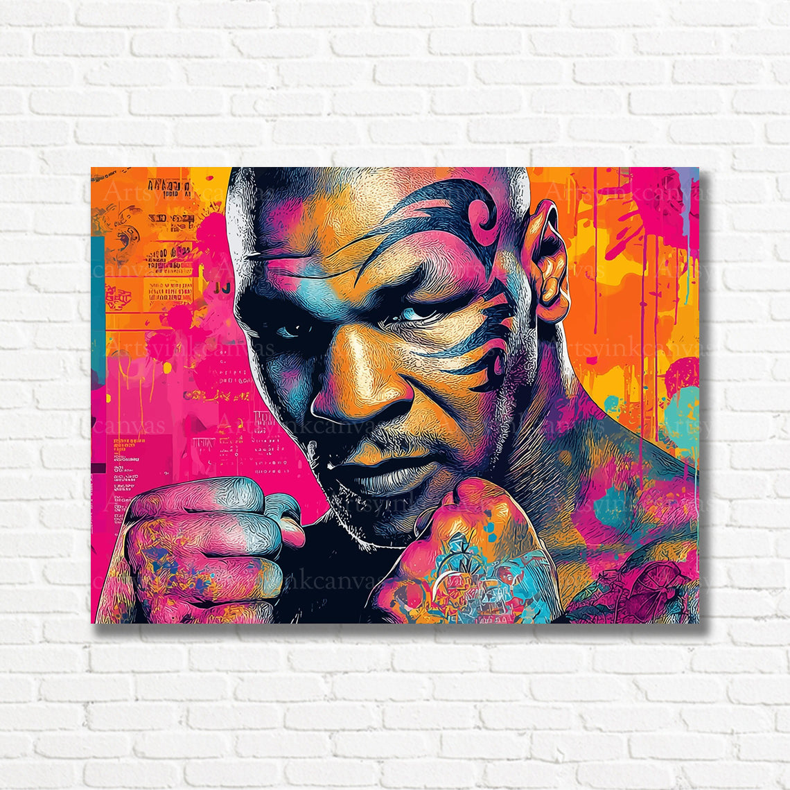 Mike Tyson boxing graffiti canvas print