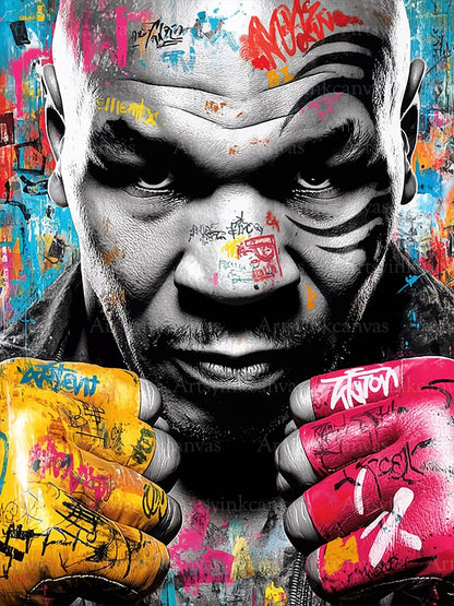 Mike Tyson Knockout Legacy graffiti canvas wall art for boxing fans