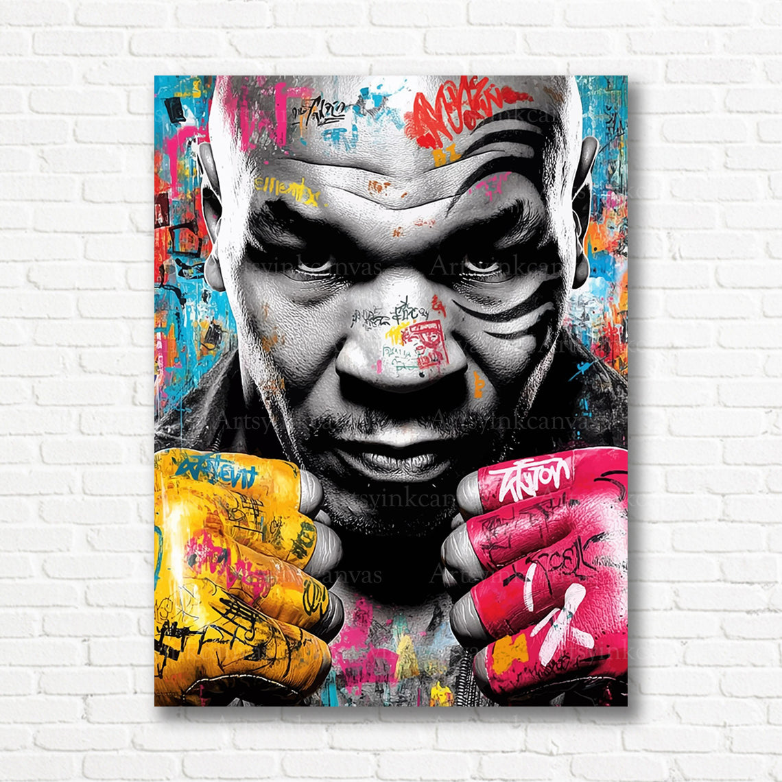Mike Tyson boxing graffiti artwork for modern USA home interiors