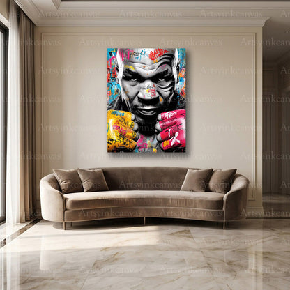 Legendary Mike Tyson canvas wall art with powerful knockout energy