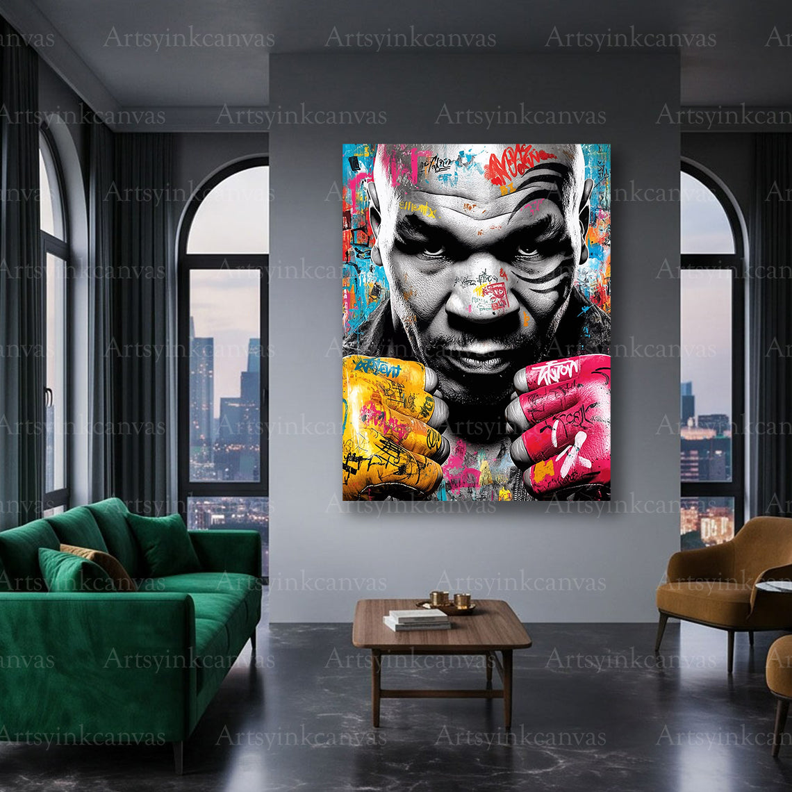 Mike Tyson graffiti canvas artwork for collectors and boxing enthusiasts