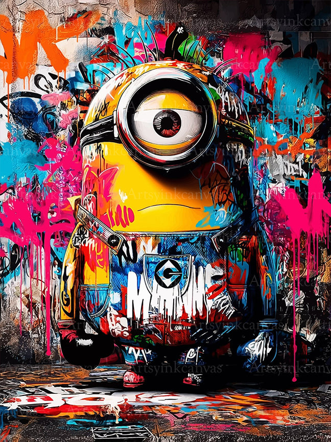 Minion graffiti canvas wall art
