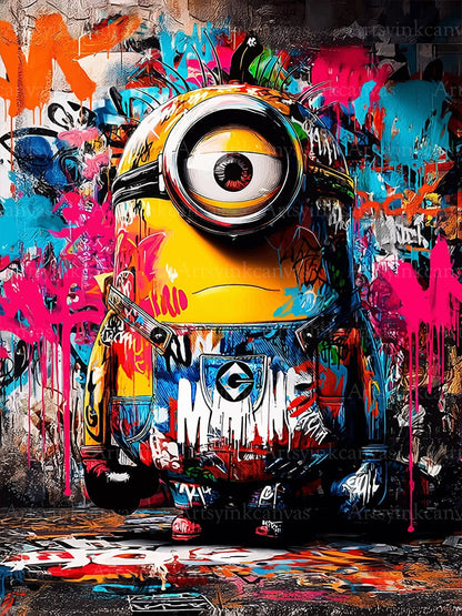 Minion graffiti canvas wall art