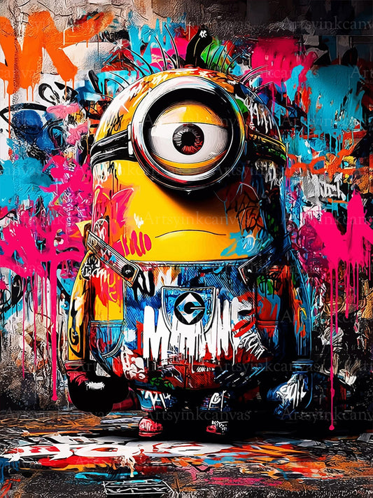 Minion graffiti canvas wall art