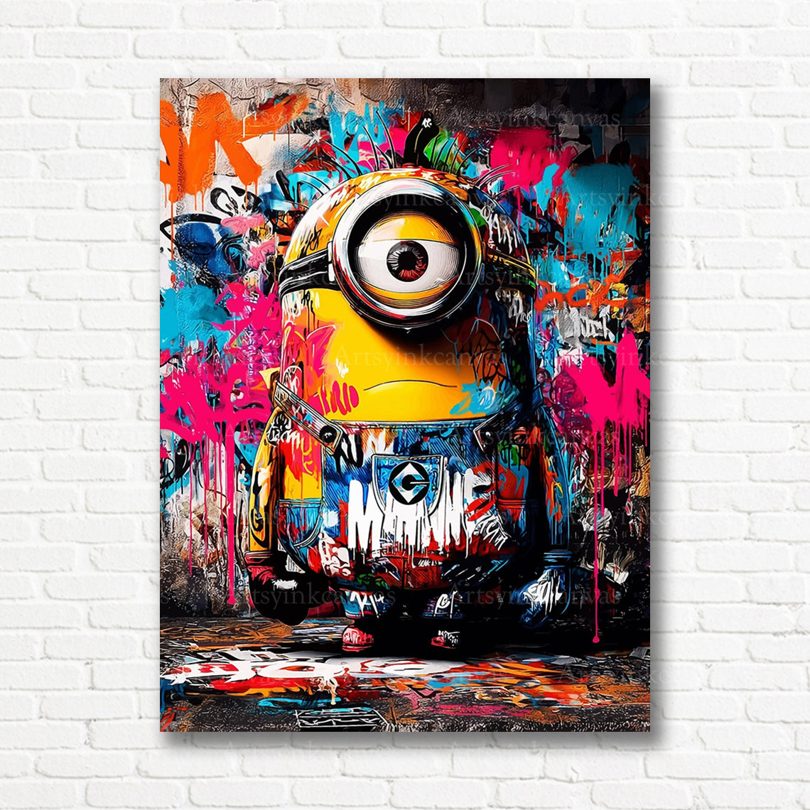 Minion graffiti canvas print
