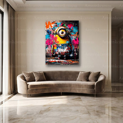 Minions cartoon street art wall decor