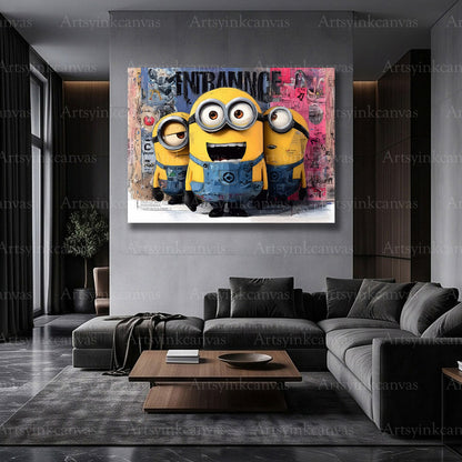 Minions urban style character wall art