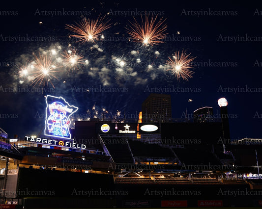 Minnesota Twins stadium Fourth of July fireworks canvas wall art