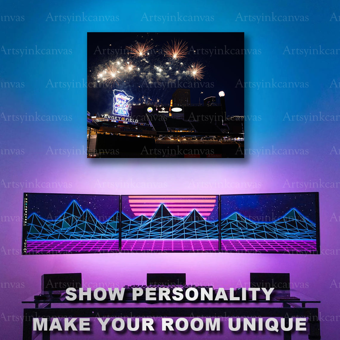 Minnesota Twins baseball stadium night artwork