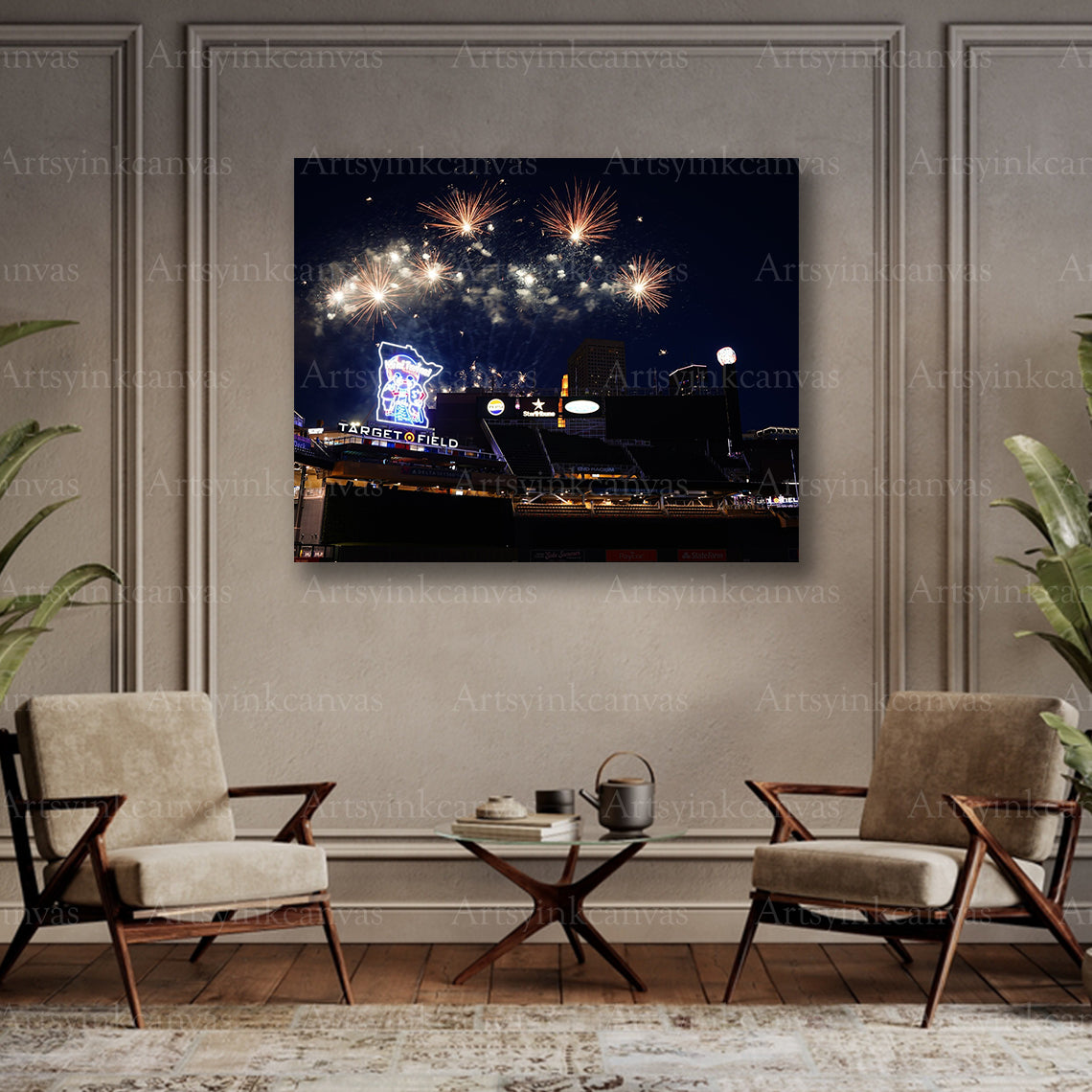 Target Field fireworks collector canvas art