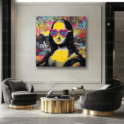 Renaissance Mona Lisa neon street art wall decor