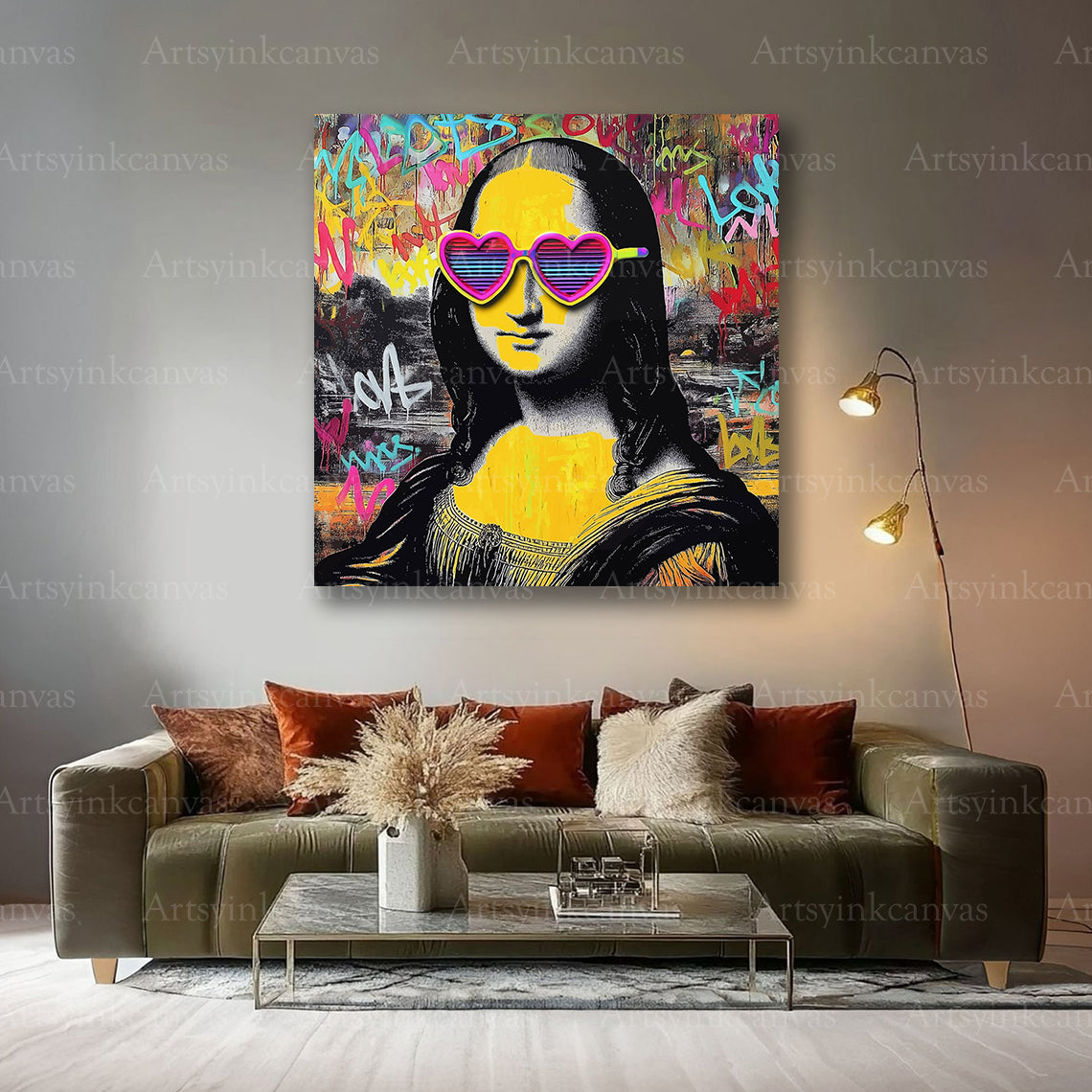 Mona Lisa neon Renaissance canvas art