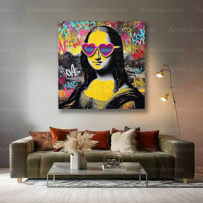 Mona Lisa neon Renaissance canvas art
