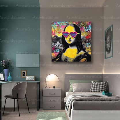 Premium Mona Lisa graffiti wall art