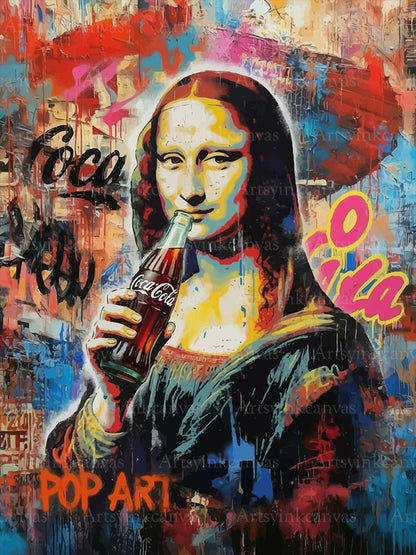 Mona Lisa Pop Art and Coca-Cola canvas wall art