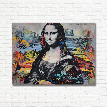 Mona Lisa graffiti canvas print