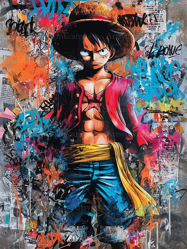 Monkey D. Luffy graffiti canvas wall art