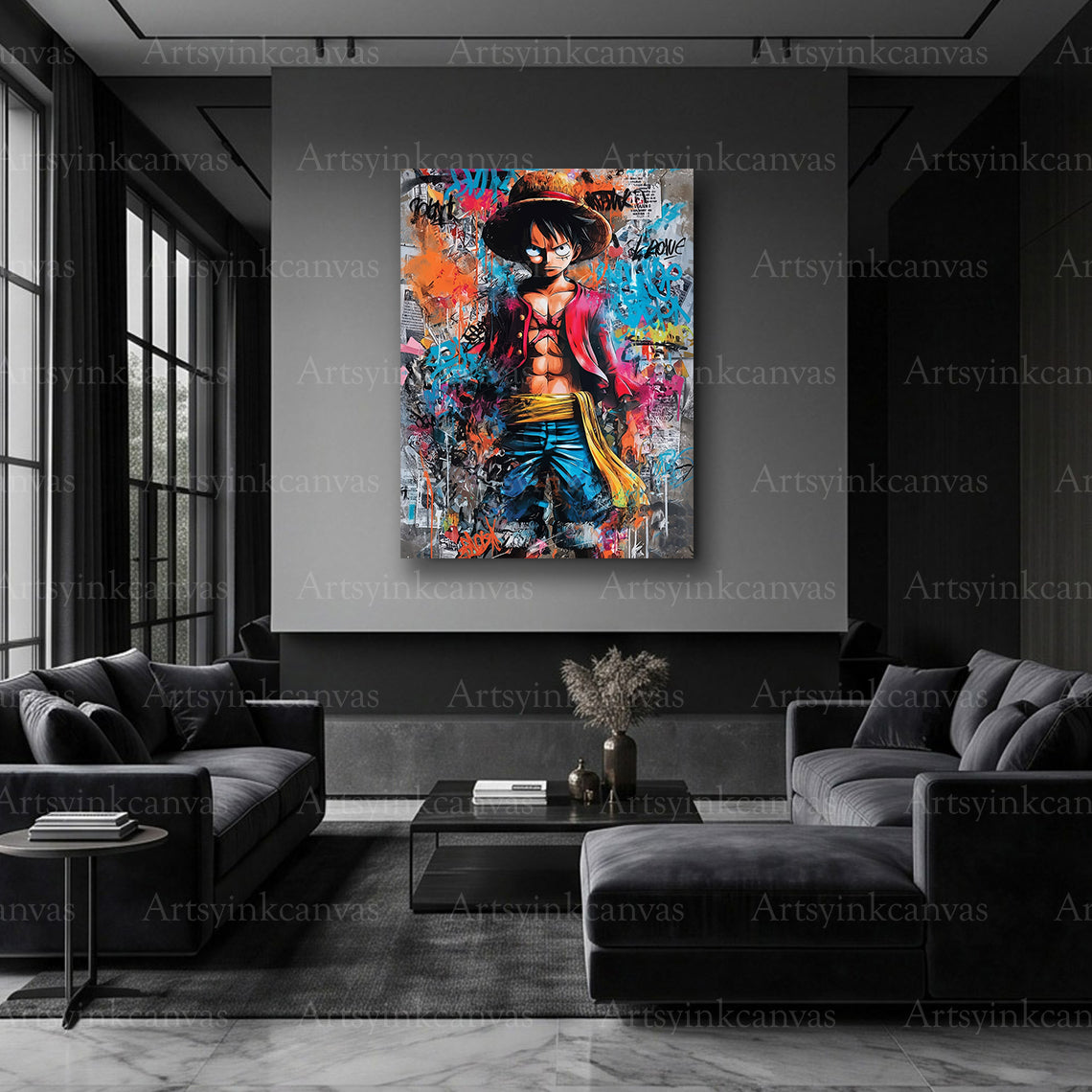 Luffy pirate anime graffiti artwork