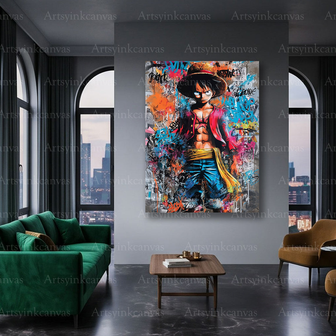 One Piece Luffy character canvas art