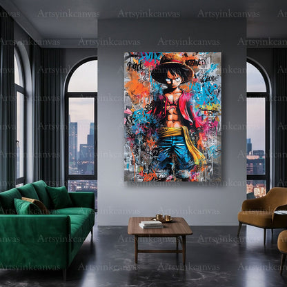 One Piece Luffy character canvas art