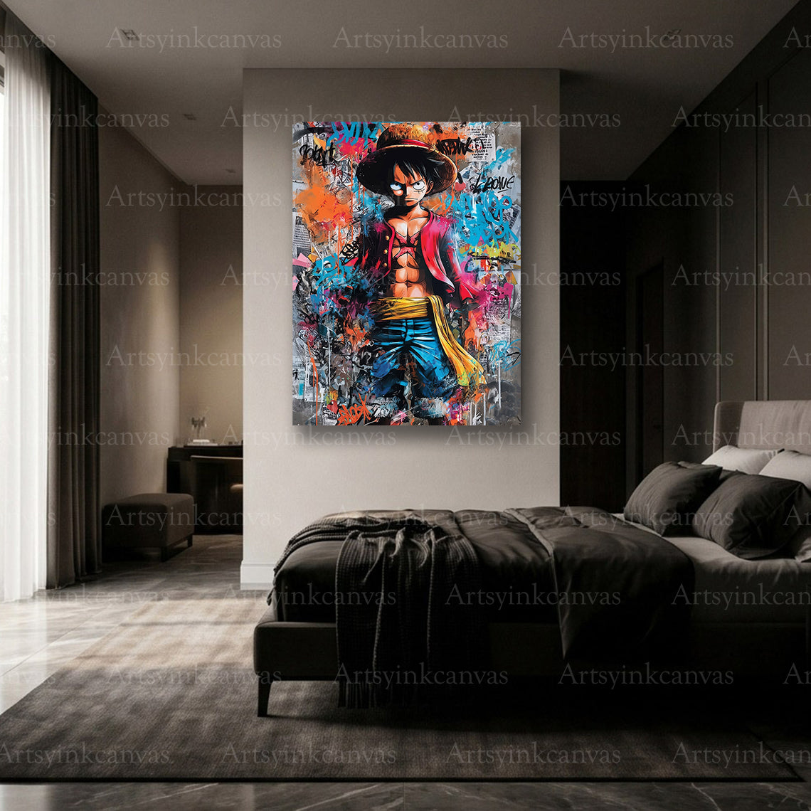 Premium Monkey D. Luffy graffiti wall art