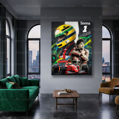 Ayrton Senna classic racing canvas art