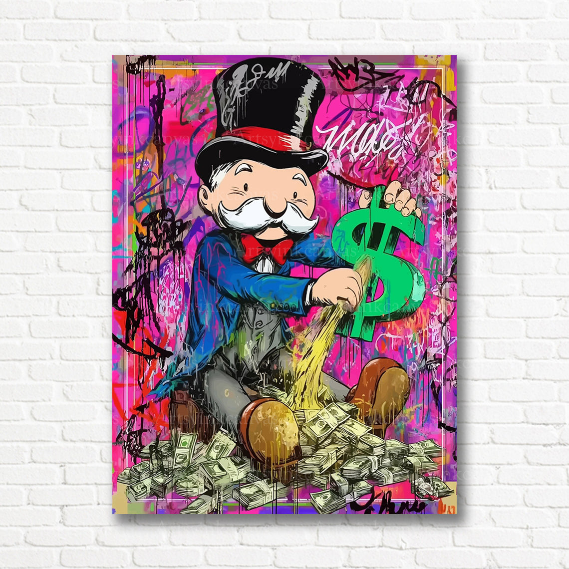 Mr Monopoly gold inspired canvas print
