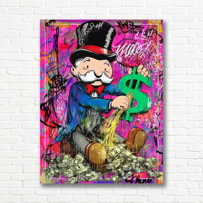Mr Monopoly gold inspired canvas print