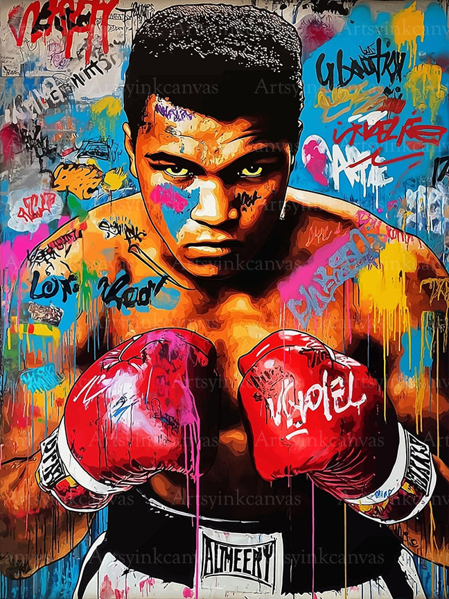 Muhammad Ali boxing graffiti canvas wall art
