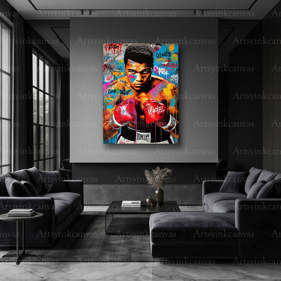 Muhammad Ali fighter graffiti canvas wall decor