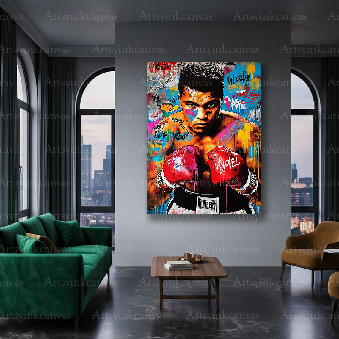 Premium Muhammad Ali boxing graffiti canvas Made in USA