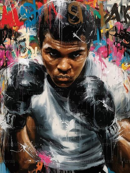Muhammad Ali graffiti canvas wall art