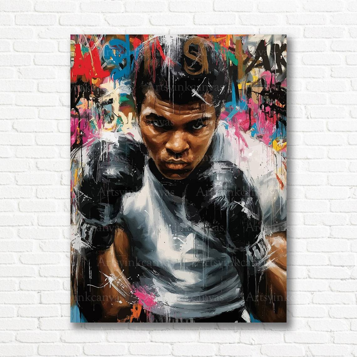 Muhammad Ali boxing graffiti canvas print