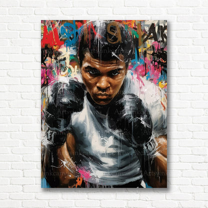 Muhammad Ali boxing graffiti canvas print