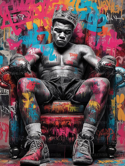 Muhammad Ali The King's Throne graffiti canvas wall art