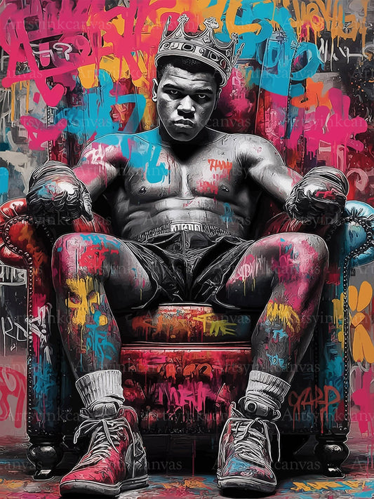 Muhammad Ali The King's Throne graffiti canvas wall art