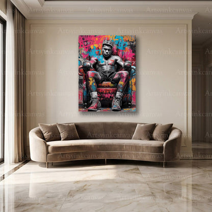 Muhammad Ali boxing king graffiti canvas artwork